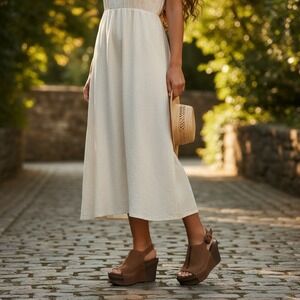 Fly London Yasi Brown Suede Perforated Wedge Platform Slingback Sandals Womens